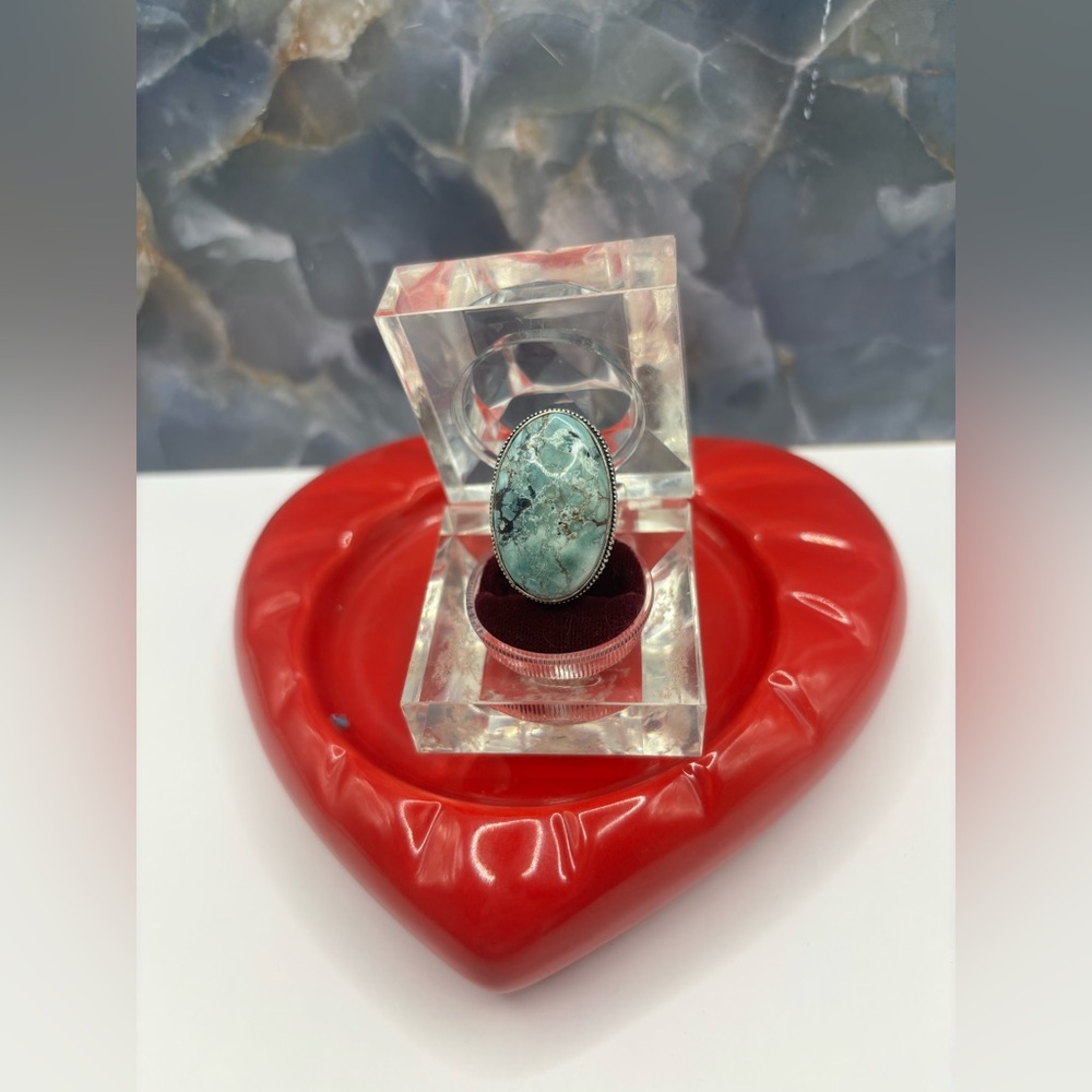 New Handmade Turquoise Gemstone Ring On Sterling Silver Sz 7